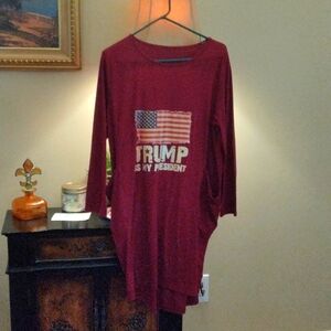 Trump dress ,Trump is my President, baggy size sm/ med Cranberry